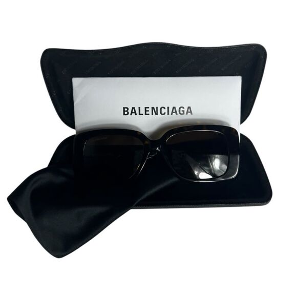 NWOT Balenciaga BB0048S Havana Tortoise Shell Rectangle Square Sunglasses - Picture 4 of 8